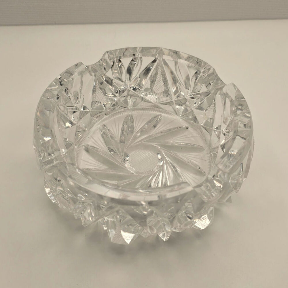 Vintage Crystal Ashtray Heavy Beautiful